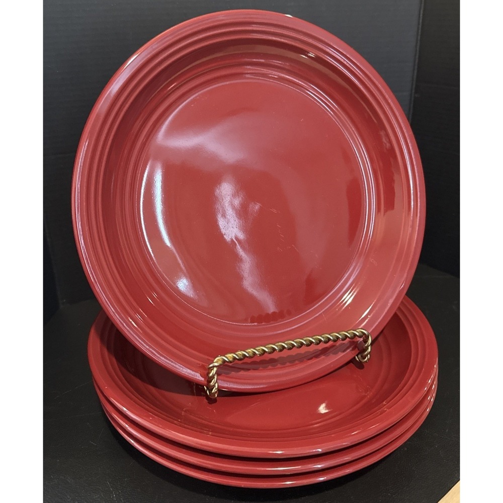 Mainstays Rainforest Sedona Red Embossed Ring Stoneware Salad Plates Set Of 4